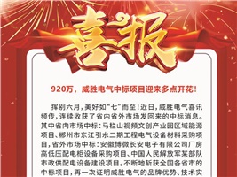 920萬，威勝電氣中標項目迎來多點開花！